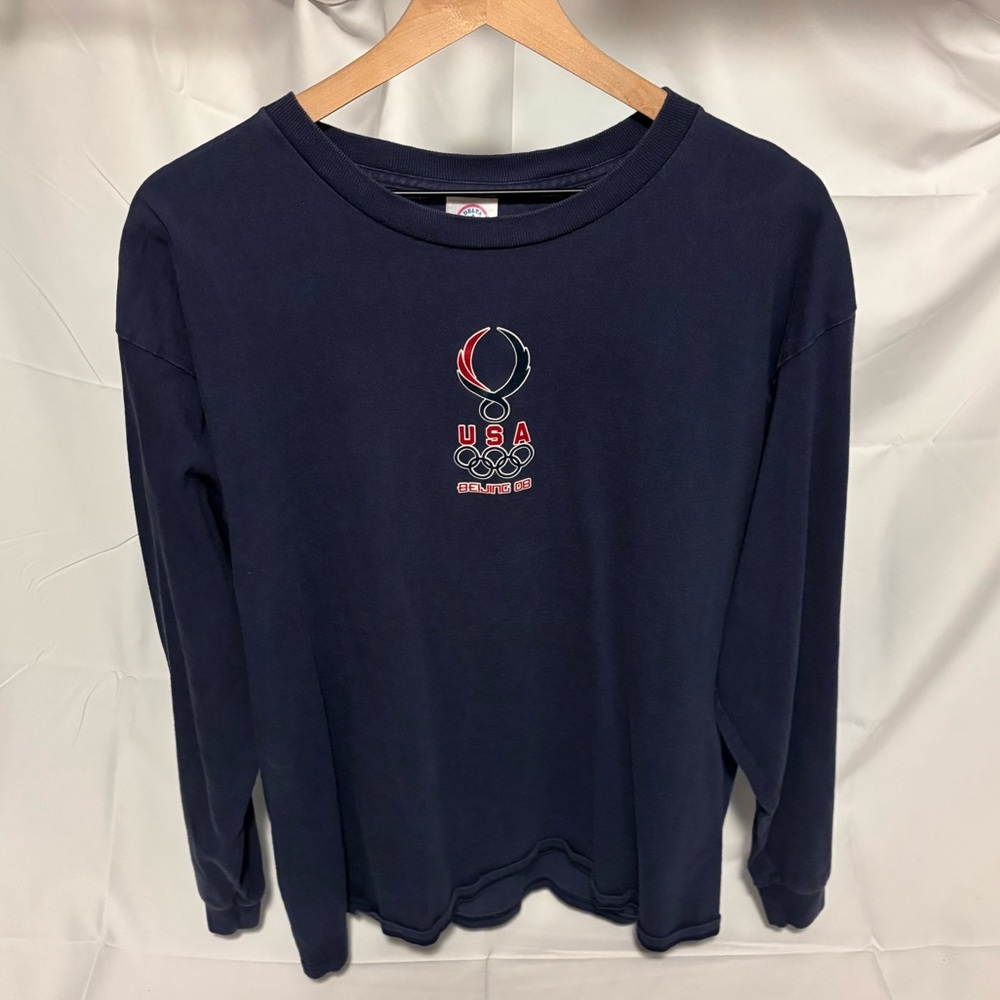 USA Olympics Beijing China 2008 Vtg Y2K Delta Long Sleeve T Shirt Men’s Size XL
